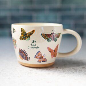OPALHOUSE 3D Butterfly Mug Coffee Tea Cup Be the Change Oversize 16 Oz Stoneware